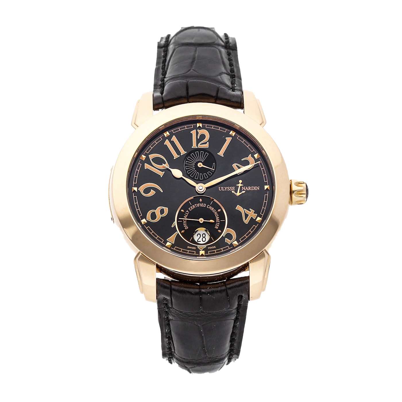 ULYSSE NARDIN 18k Rose Gold Mens Watch 27688/52 Diamond Watch